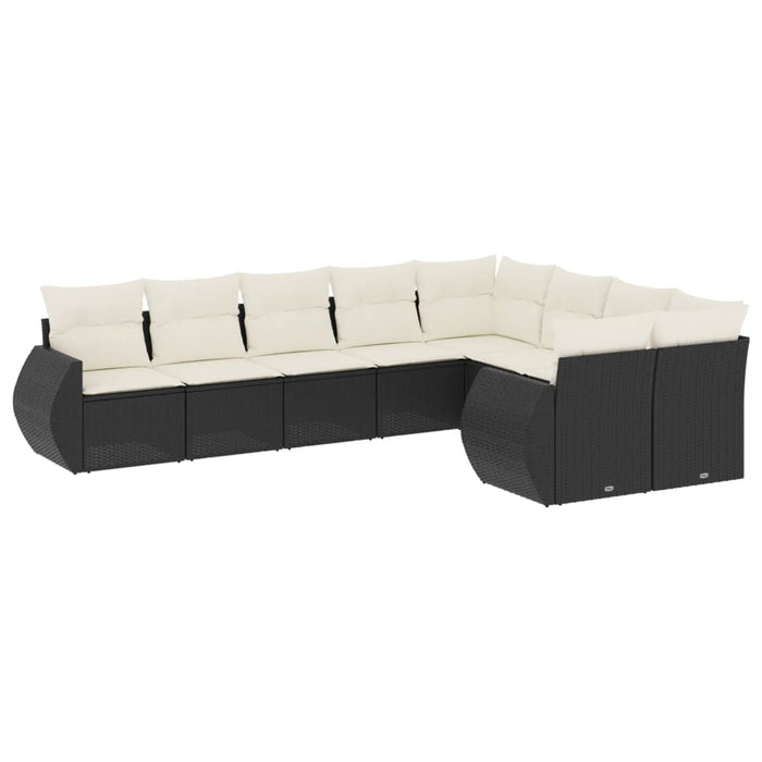Set mobilier de grădină cu perne, 9 piese, negru, poliratan - WALTI WALTI