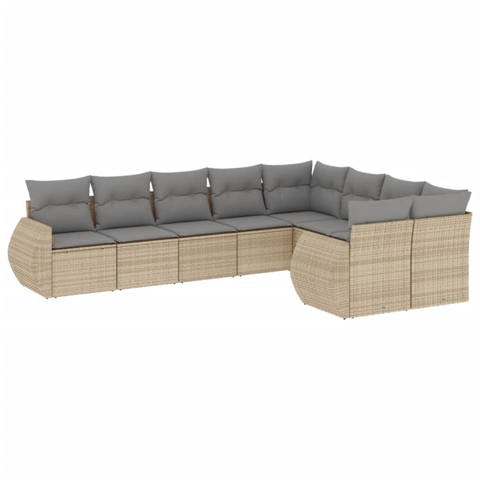 Set canapele de grădină, 9 piese, cu perne, bej, poliratan - WALTI WALTI