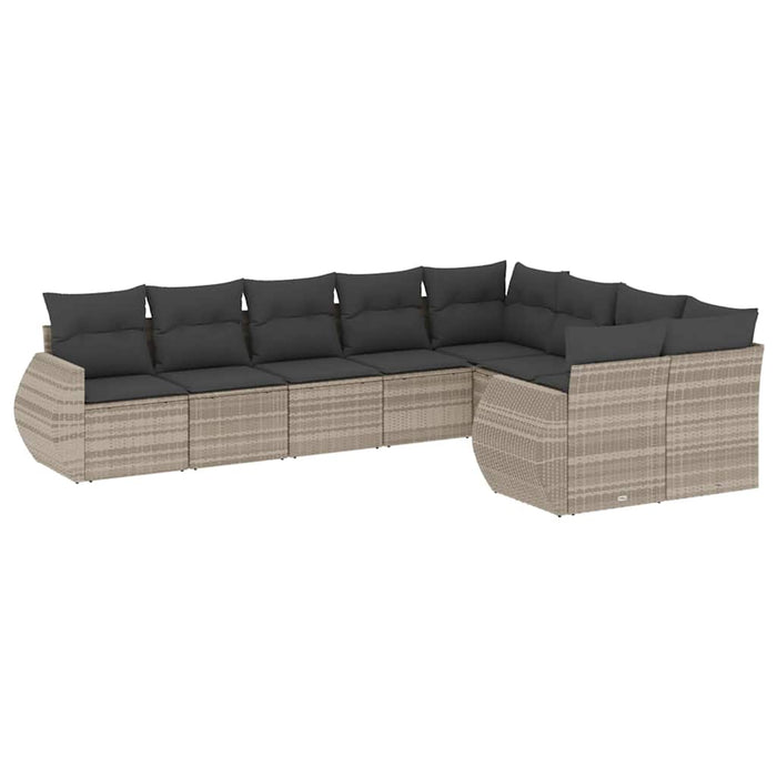 Set canapele de grădină cu perne, 9 piese gri deschis poliratan - WALTI WALTI
