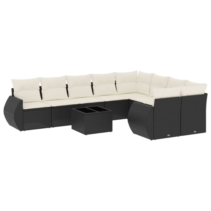 Set canapele de grădină cu perne, 10 piese, negru, poliratan - WALTI WALTI