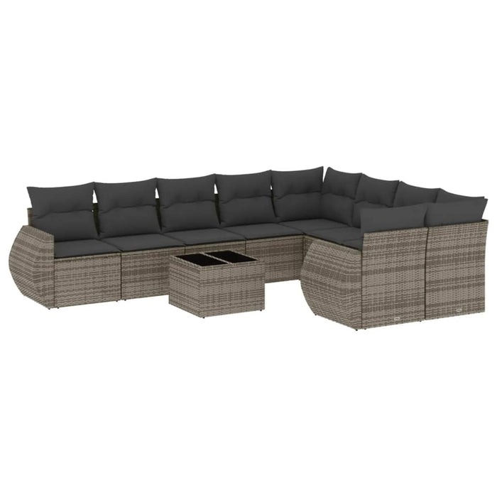 Set mobilier de grădină cu perne, 10 piese, gri, poliratan - WALTI WALTI