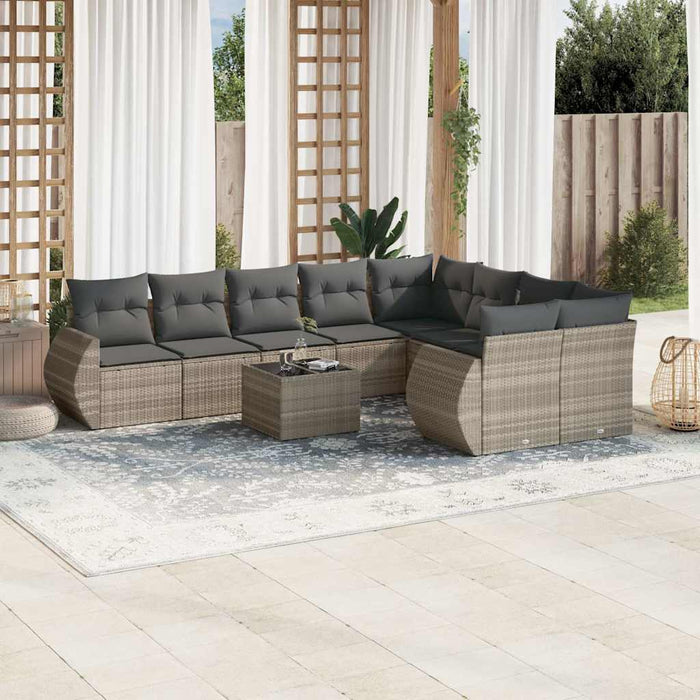 Set canapele de grădină cu perne 10 piese gri deschis poliratan - WALTI WALTI