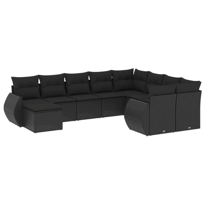 Set canapele de grădină cu perne, 10 piese, negru, poliratan - WALTI WALTI