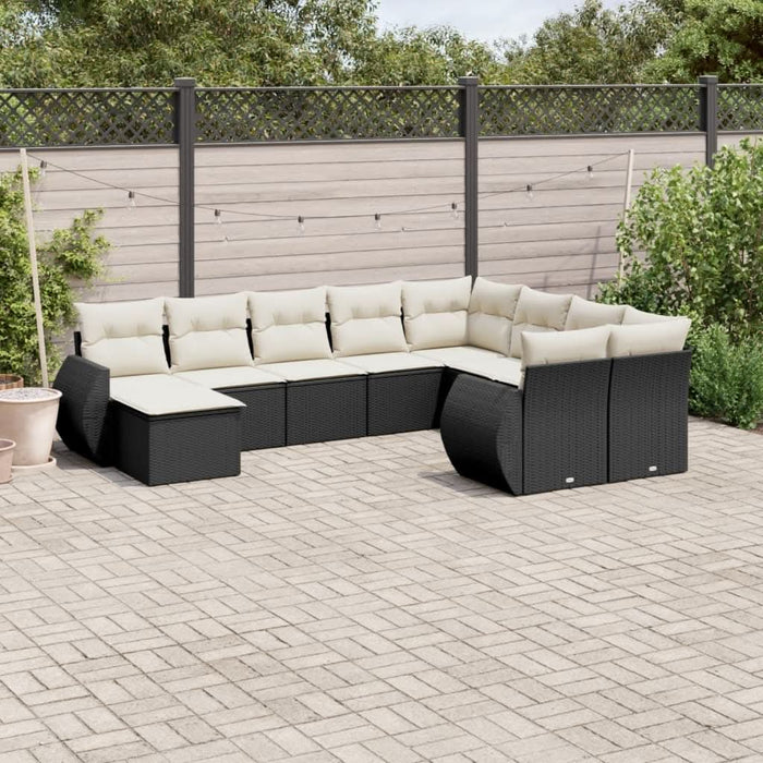 Set canapele de grădină cu perne, 10 piese, negru, poliratan - WALTI WALTI