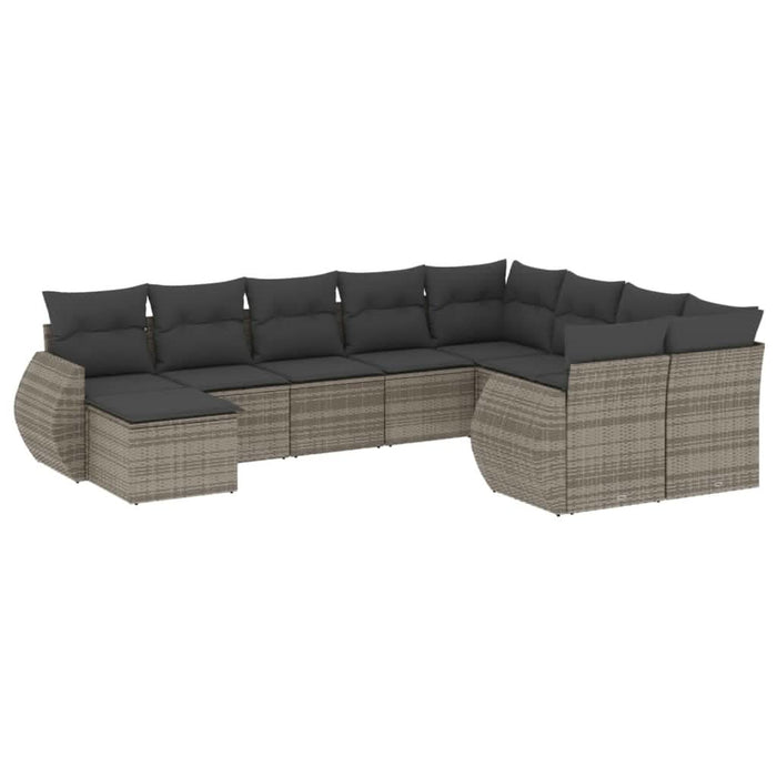 Set mobilier de grădină cu perne, 10 piese, gri, poliratan - WALTI WALTI