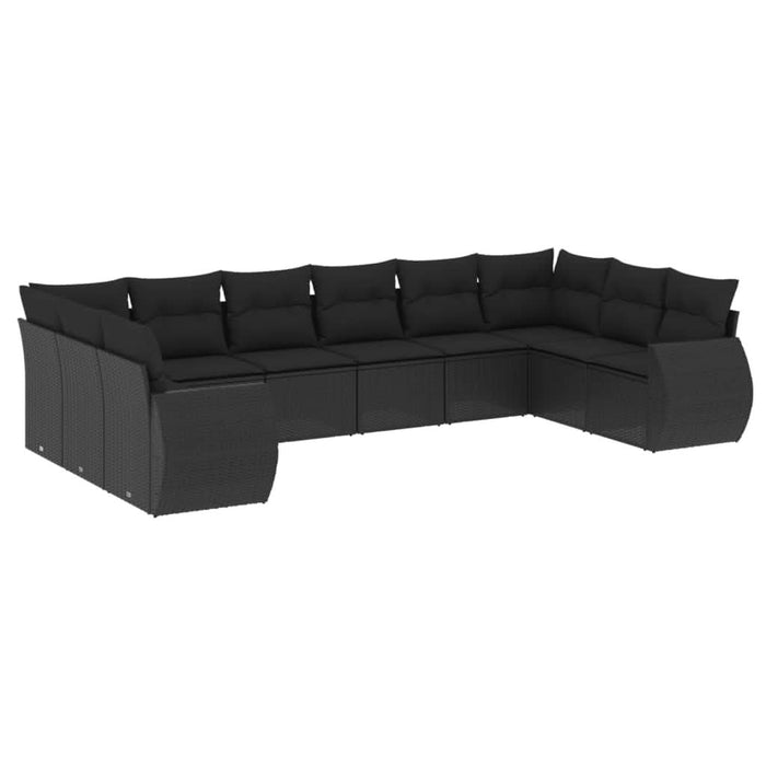 Set canapele de grădină cu perne, 10 piese, negru, poliratan - WALTI WALTI