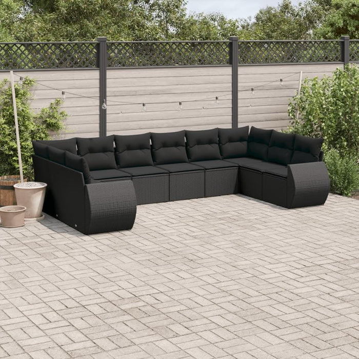 Set canapele de grădină cu perne, 10 piese, negru, poliratan - WALTI WALTI