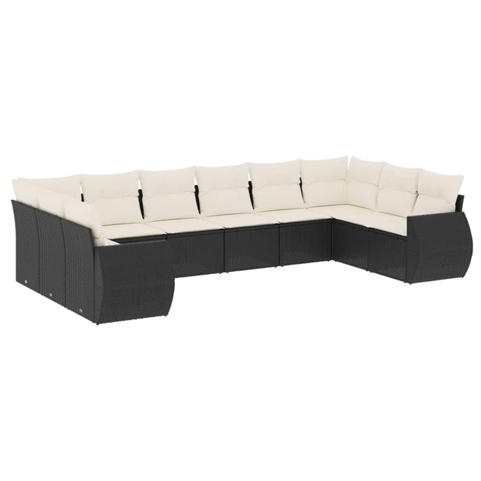 Set canapele de grădină cu perne, 10 piese, negru, poliratan - WALTI WALTI