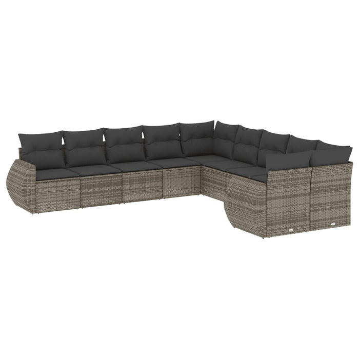 Set mobilier de grădină cu perne, 10 piese, gri, poliratan - WALTI WALTI