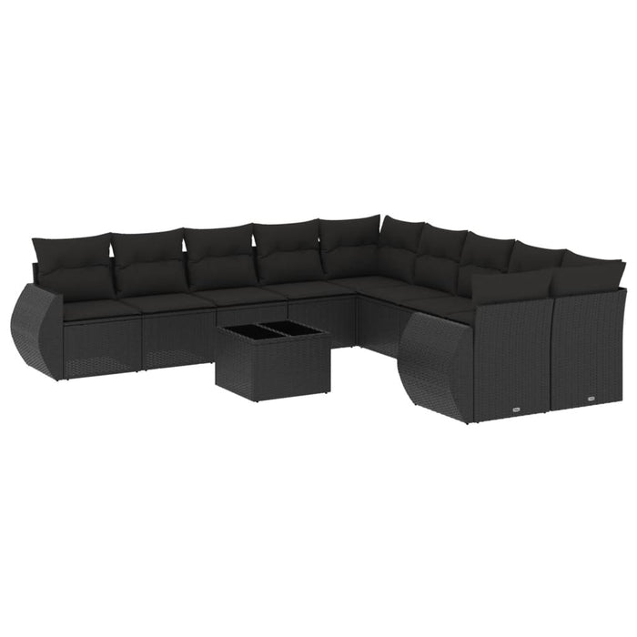 Set canapele de grădină cu perne, 11 piese, negru, poliratan - WALTI WALTI