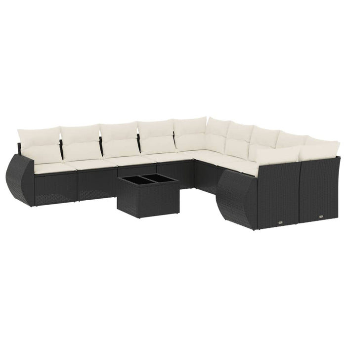Set canapele de grădină cu perne, 11 piese, negru, poliratan - WALTI WALTI