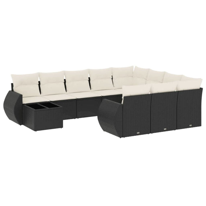 Set canapele de grădină cu perne, 11 piese, negru, poliratan - WALTI WALTI