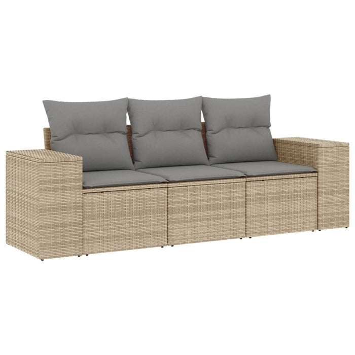 Set canapele de grădină, 3 piese, cu perne, bej, poliratan WALTI