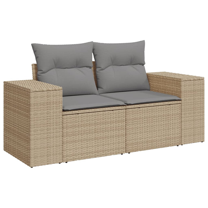 Set canapele de grădină, 3 piese, cu perne, bej, poliratan WALTI