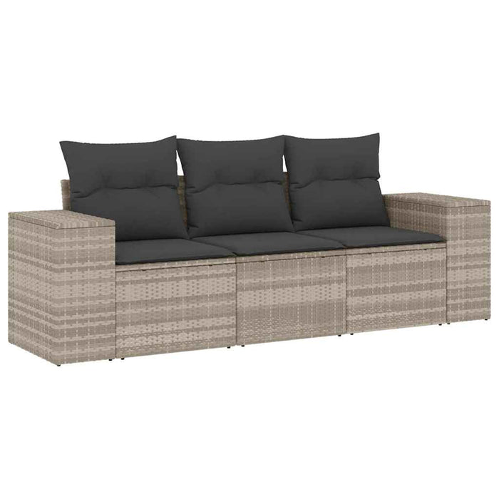 Set canapele de grădină cu perne, 3 piese gri deschis poliratan - WALTI WALTI