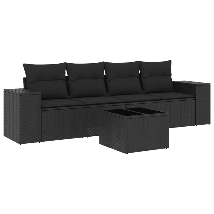 Set mobilier de grădină cu perne, 5 piese, negru, poliratan - WALTI WALTI