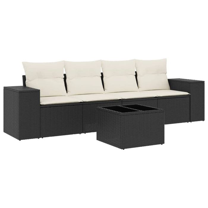 Set mobilier de grădină cu perne, 5 piese, negru, poliratan - WALTI WALTI