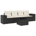 Set mobilier de grădină cu perne, 5 piese, negru, poliratan - WALTI WALTI