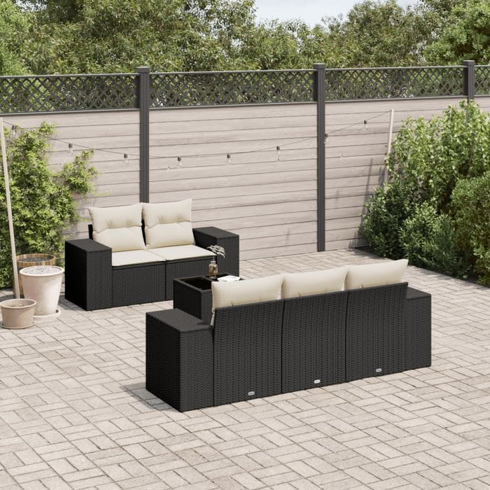 Set mobilier de grădină cu perne, 6 piese, negru, poliratan - WALTI WALTI
