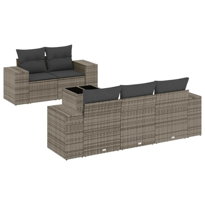 Set mobilier grădină cu perne, 6 piese, gri, poliratan - WALTI WALTI