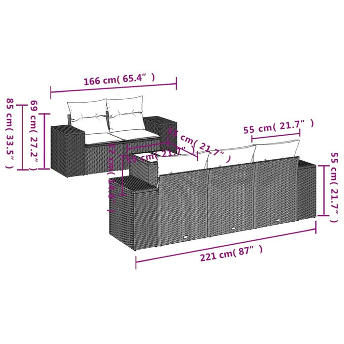 Set mobilier grădină cu perne, 6 piese, gri, poliratan - WALTI WALTI
