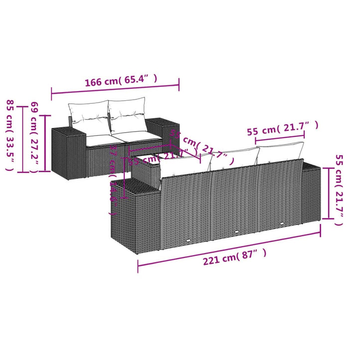 Set canapele de grădină cu perne, 6 piese gri deschis poliratan - WALTI WALTI