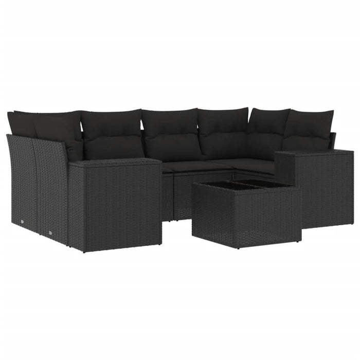 Set canapele de grădină cu perne, 7 piese, negru, poliratan - WALTI WALTI