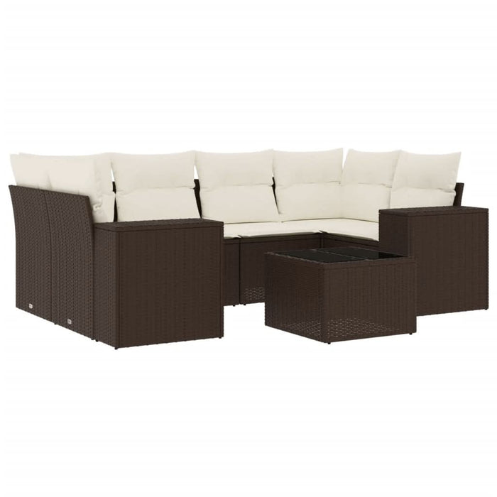 Set canapele de grădină cu perne, 7 piese, maro, poliratan - WALTI WALTI