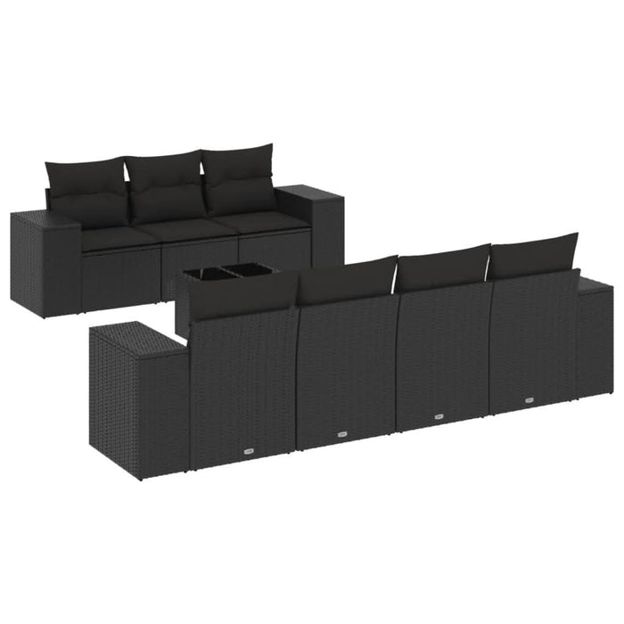 Set mobilier de grădină cu perne, 8 piese, negru, poliratan - WALTI WALTI