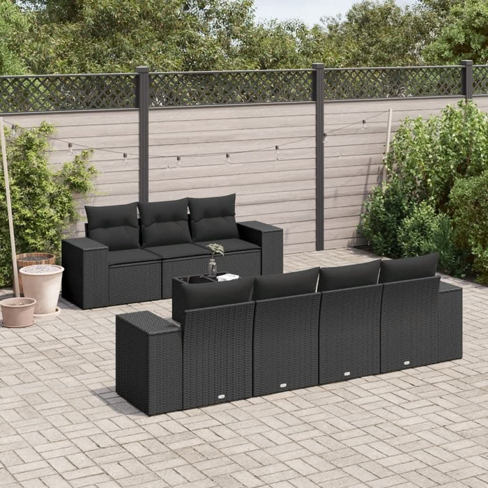 Set mobilier de grădină cu perne, 8 piese, negru, poliratan - WALTI WALTI
