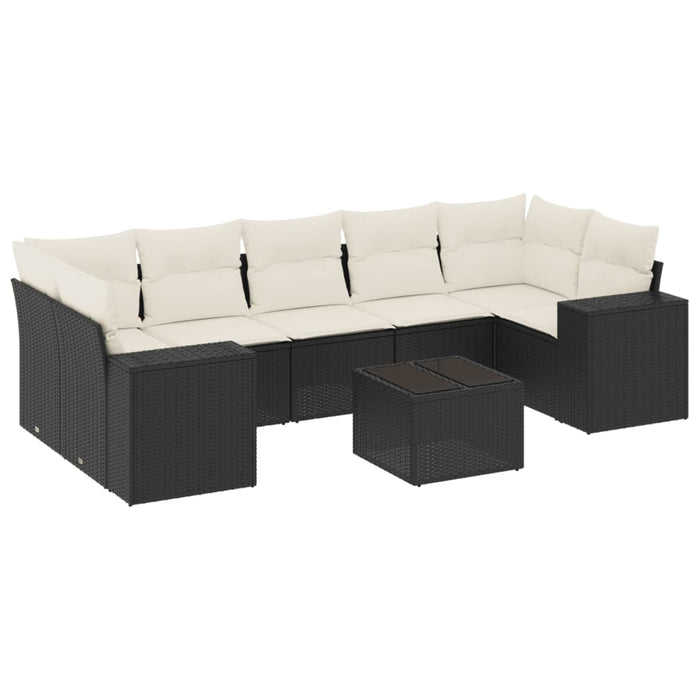 Set mobilier de grădină cu perne, 8 piese, negru, poliratan - WALTI WALTI