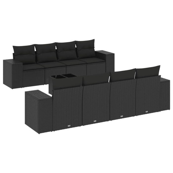 Set mobilier de grădină cu perne, 9 piese, negru, poliratan - WALTI WALTI