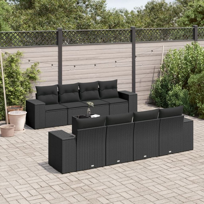 Set mobilier de grădină cu perne, 9 piese, negru, poliratan - WALTI WALTI