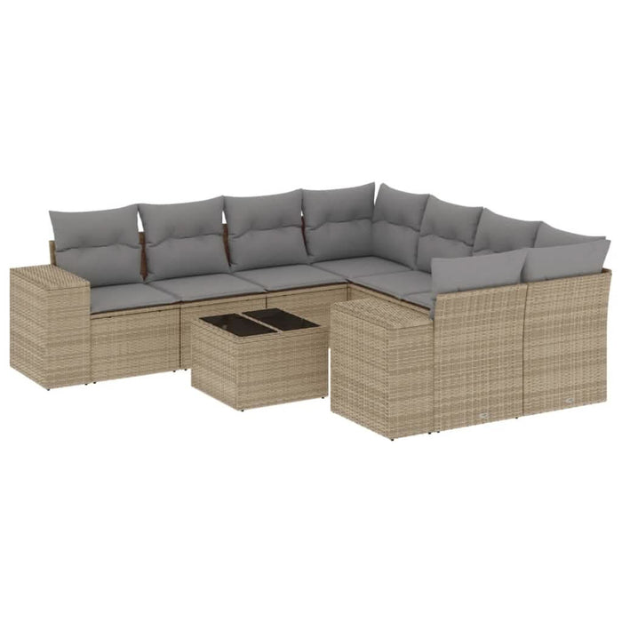 Set canapele de grădină, 9 piese, cu perne, bej, poliratan - WALTI WALTI