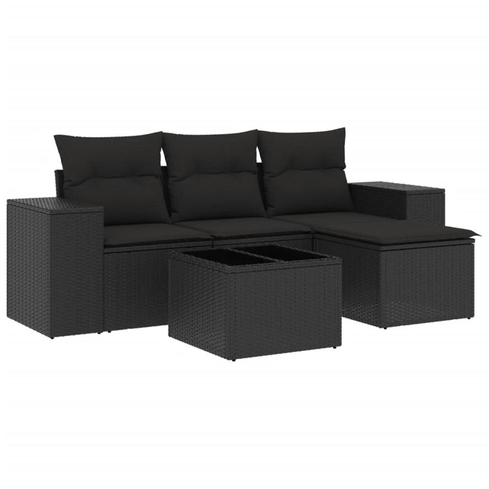 Set mobilier de grădină cu perne, 5 piese, negru, poliratan - WALTI WALTI