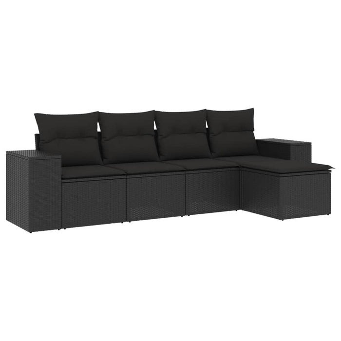 Set mobilier de grădină cu perne, 5 piese, negru, poliratan - WALTI WALTI