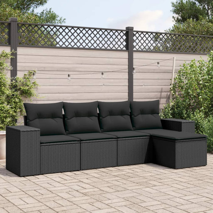 Set mobilier de grădină cu perne, 5 piese, negru, poliratan - WALTI WALTI