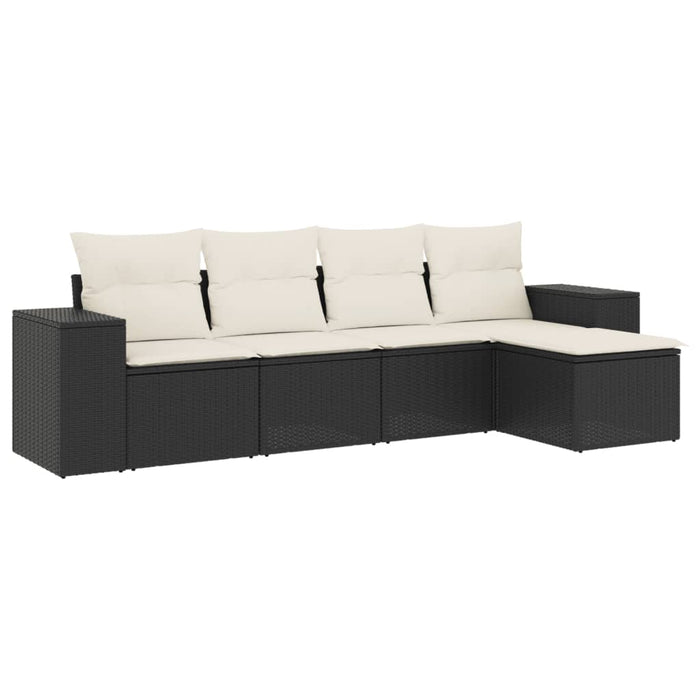 Set mobilier de grădină cu perne, 5 piese, negru, poliratan - WALTI WALTI