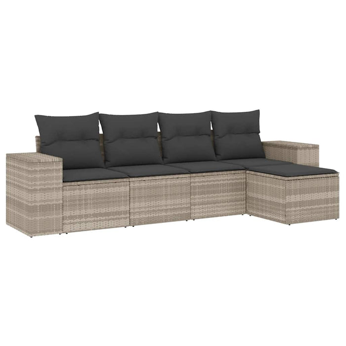 Set canapele de grădină cu perne, 5 piese gri deschis poliratan - WALTI WALTI