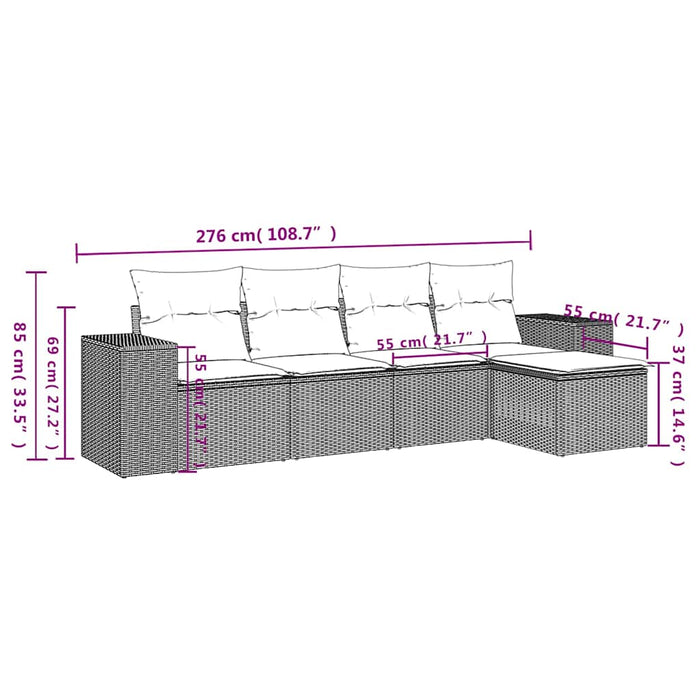 Set canapele de grădină cu perne, 5 piese gri deschis poliratan - WALTI WALTI