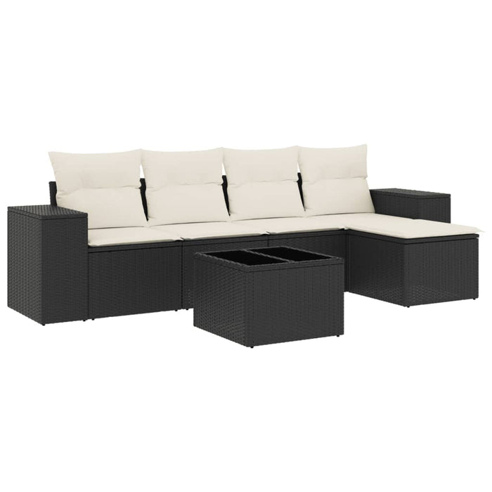 Set mobilier de grădină cu perne, 6 piese, negru, poliratan - WALTI WALTI