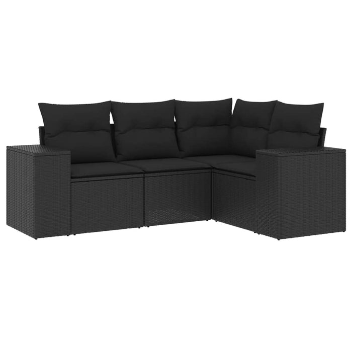 Set mobilier de grădină cu perne, 4 piese, negru, poliratan - WALTI WALTI