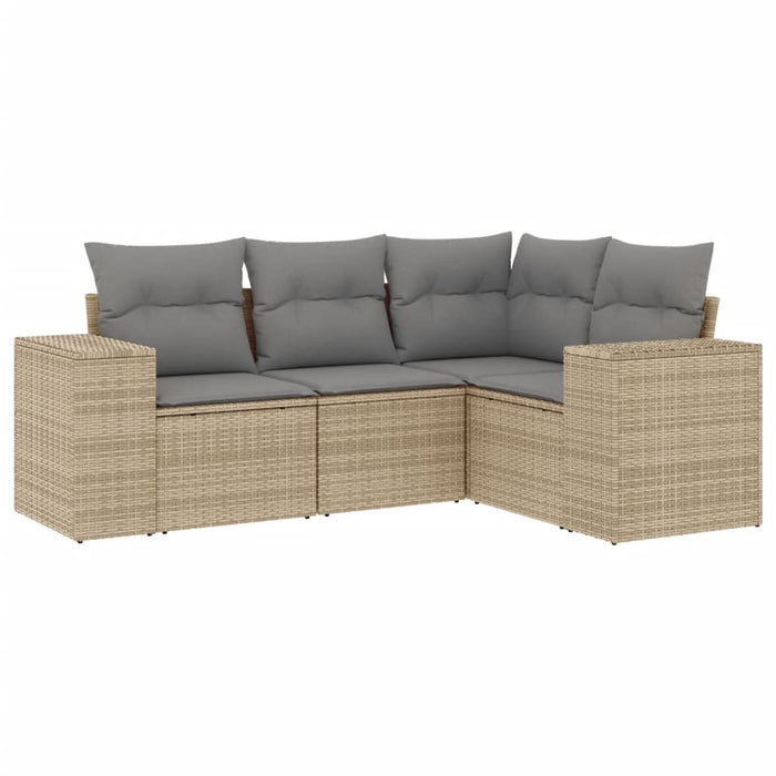 Set canapele de grădină, 4 piese, cu perne, bej, poliratan WALTI