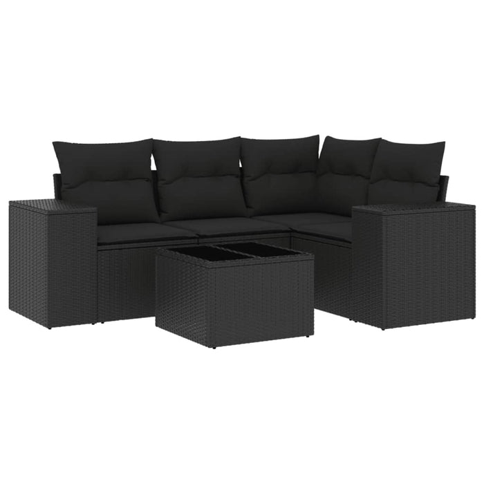 Set mobilier de grădină cu perne, 5 piese, negru, poliratan - WALTI WALTI