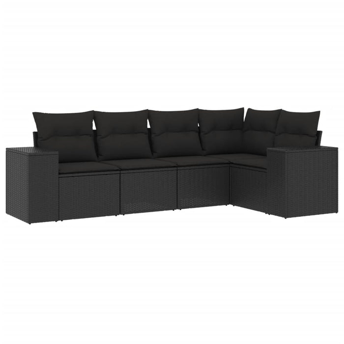 Set mobilier de grădină cu perne, 5 piese, negru, poliratan - WALTI WALTI