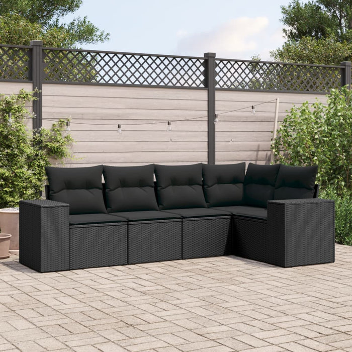Set mobilier de grădină cu perne, 5 piese, negru, poliratan - WALTI WALTI
