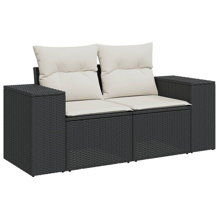 Set mobilier de grădină cu perne, 5 piese, negru, poliratan WALTI
