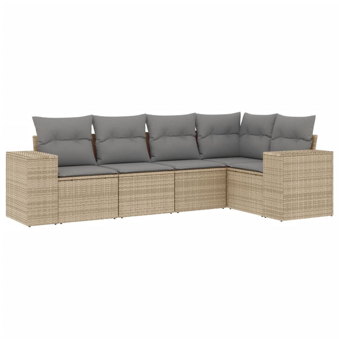 Set canapele de grădină cu perne, 5 piese, bej, poliratan WALTI
