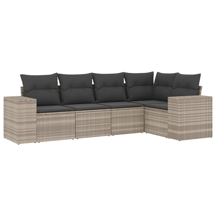 Set canapele de grădină cu perne, 5 piese gri deschis poliratan - WALTI WALTI
