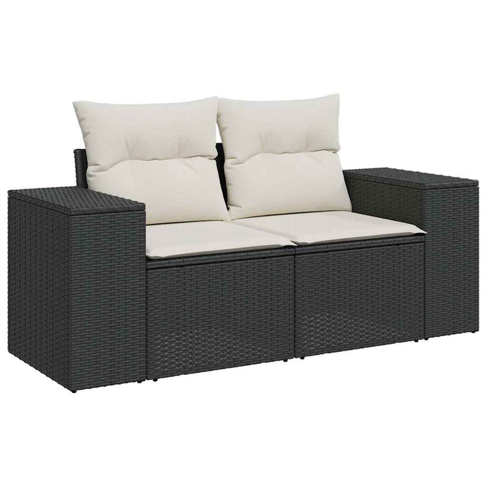 Set mobilier de grădină cu perne, 6 piese, negru, poliratan WALTI